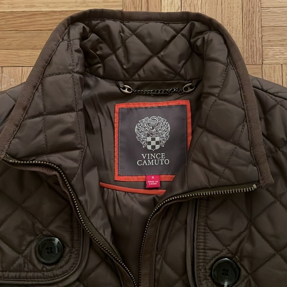 Vince Camuto womens olive quilted lightweight down jacket. Great condition! Sz S - Picture 2 of 6